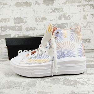 New Converse Chuck Taylor All Star Move Hi Floral White Platform Sneakers A574